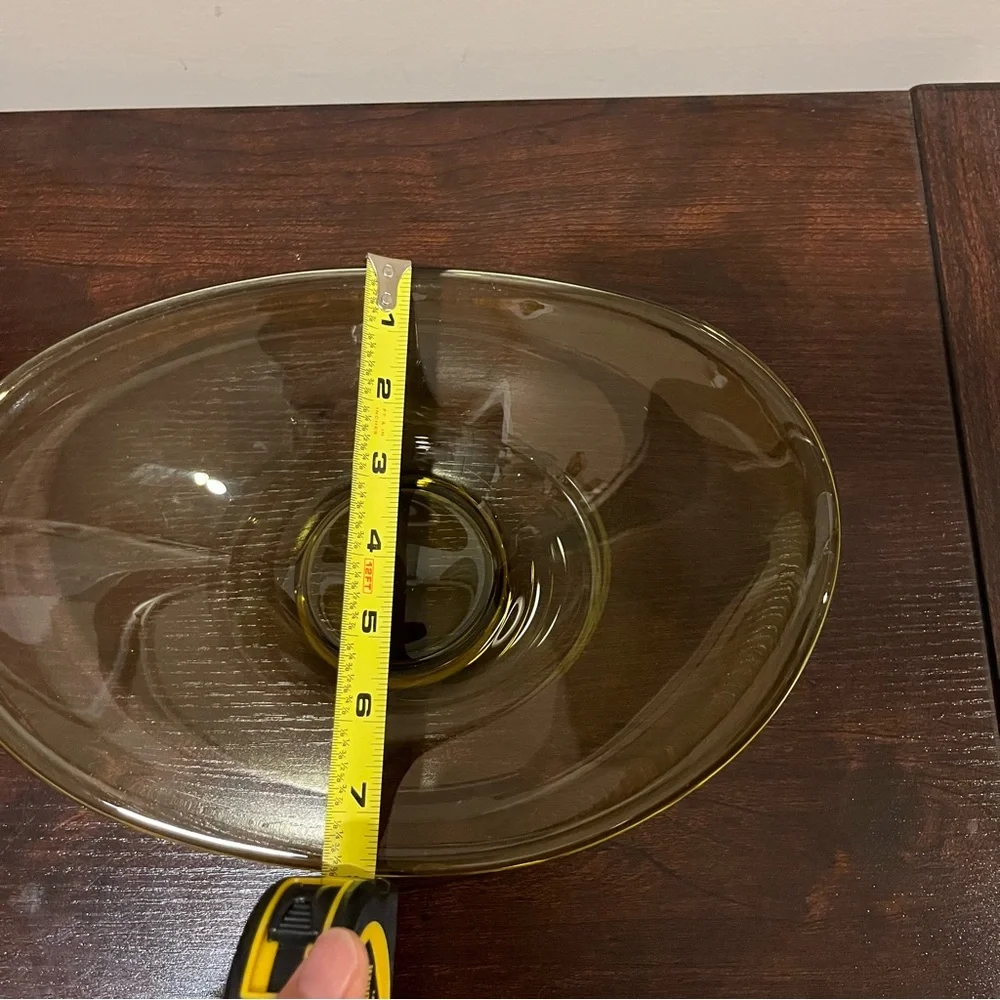 Vintage Free form Citron Olive Oblong Glass Bowl